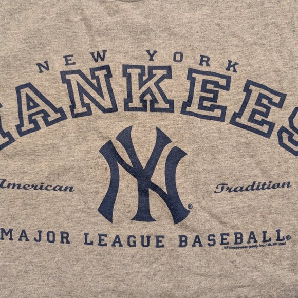 Vintage CSA New York Yankees Short Sleeve T Shirt Men's Med Gray Blue Baseball - Picture 2 of 8